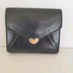 Paul Smith Leather Heart Card Wallet Black Boho Quality Compact Bifold Medium